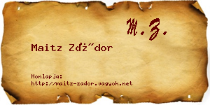 Maitz Zádor névjegykártya